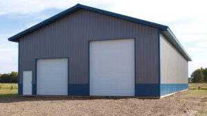 60x40 Delaware Pole Building with two overhead doors and Wainscoting